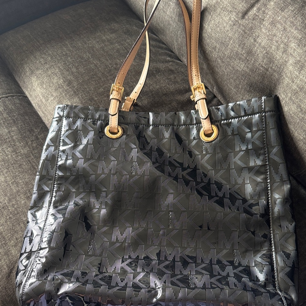 Michael Kors Black Tote with Tan Handles